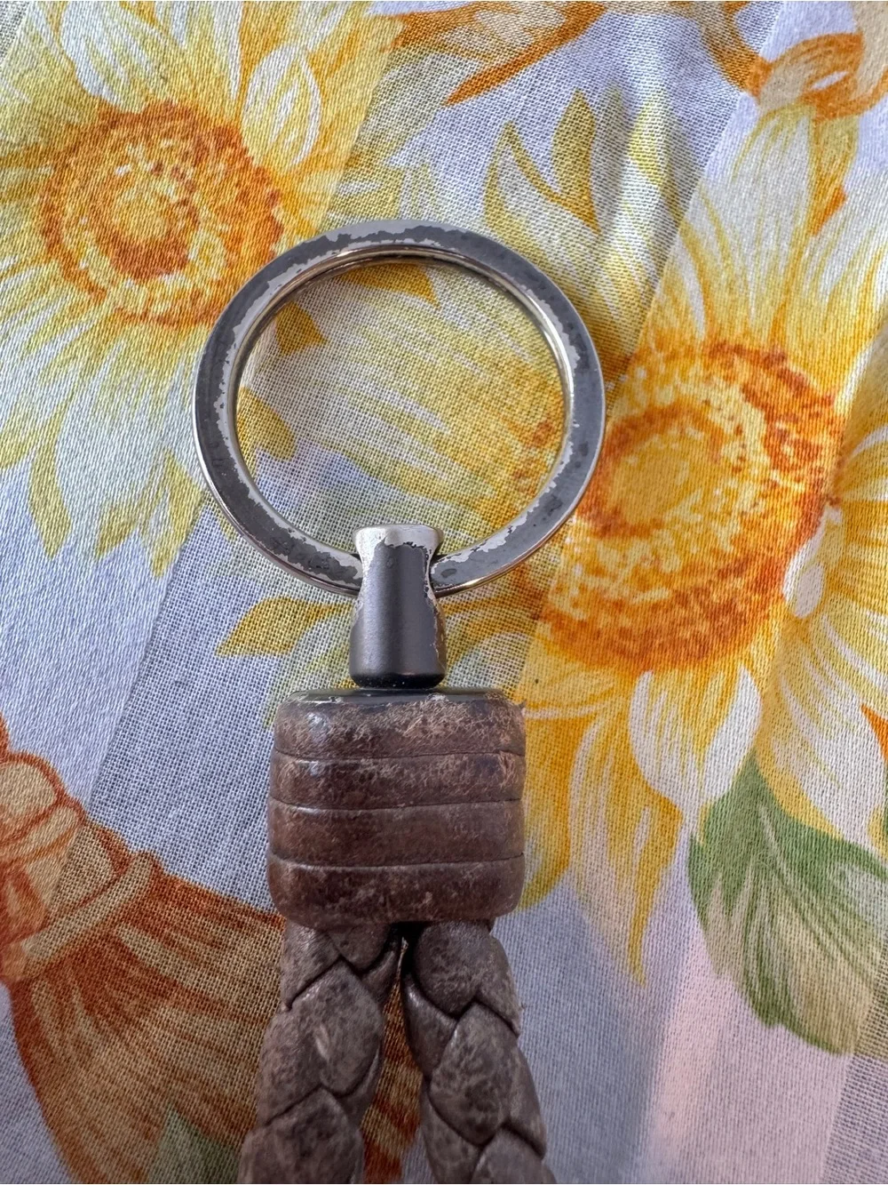 Bottega Veneta Intrecciato Braided Leather Loop Keychain Brown/Gray